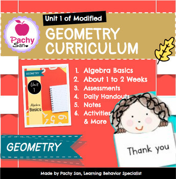 Preview of Unit 1 Algebra Basics (Modified Geometry Curriculum) PDF & Links