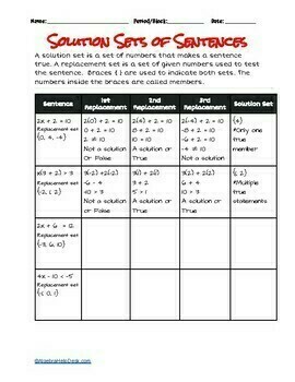 Preview of Unit 1: Algebra Founations | Emerging Solution Sets of Sentences | EasyEdit 