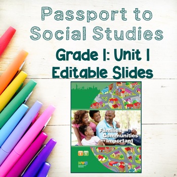 Preview of Unit 1 BUNDLE Passport to Social Studies, Grade 1,  Slideshows with Activities