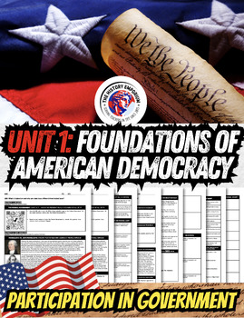 Preview of Unit 1 Bundle: Foundations of American Democracy (Participation In Government)