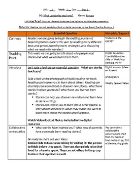 Preview of Unit 1 Bundle Lesson Plans- Wonders Reading 3rd Grade Weeks 1-5