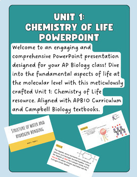 Preview of Unit 1: Chemistry of Life - APBIO PowerPoint