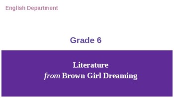Preview of Unit 1: Childhood, from Brown Girl Dreaming, My Perspectives Grade 6