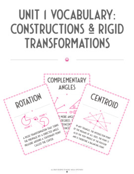 Preview of Unit 1: Constructions & Rigid Transformations Posters (Vocabulary Bundle)