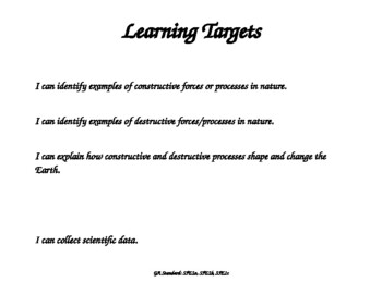 Preview of Unit 1 Earth Science Learning Targets( GA Standards)