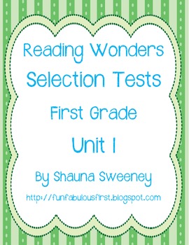 Unit 1 First Grade Reading Selection Tests McGraw Hill S