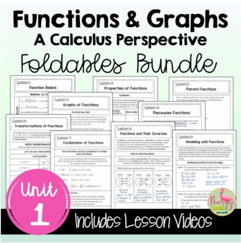 Preview of Functions and Graphs FOLDABLES™ with Video Lessons (PreCalculus - Unit 1)