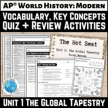 Preview of Unit 1 Global Tapestry Vocab, Key Concepts Packet, Quiz for AP® World History