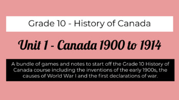 Preview of Unité 1 - Histoire du Canada 10e