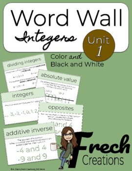 Preview of Unit 1- Integers: Vocabulary Word Wall