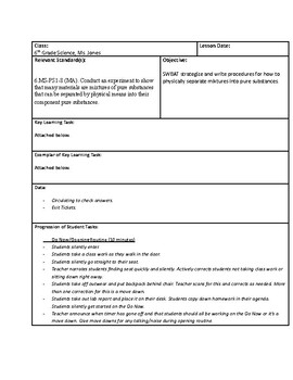 Unit 1 Lesson 16 Separating Mixtures Lesson Plan | MS Science Curriculum