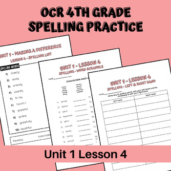 Preview of Unit 1 Lesson 4 Spelling Practice - OCR 4th Grade