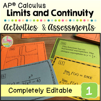 Preview of Calculus Limits Continuity Activities and Assessments (Unit 1)
