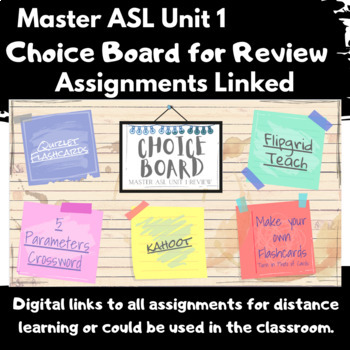 Preview of Unit 1 Master ASL Choice Board for Review