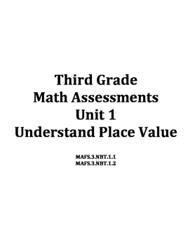 Preview of Third Grade Place Value Math Assessments