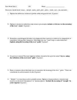 Preview of Unit 1 Morpheme Assessment form B by RADTeacher