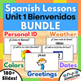 Bienvenidos Unit • Lessons For Beginners • Prelim Vocab & 