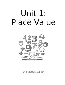 Preview of Unit 1 Student Booklet - Place Value