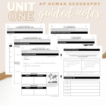 Preview of Unit 1: Student Guided Notes - AP Human Geography