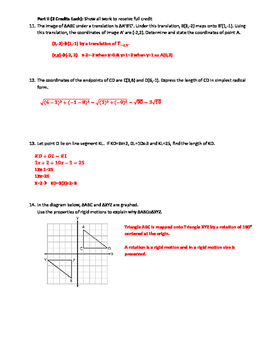 Unit 1 Test Foundations For Geometry Pdf With Answers By Common Core Geometry