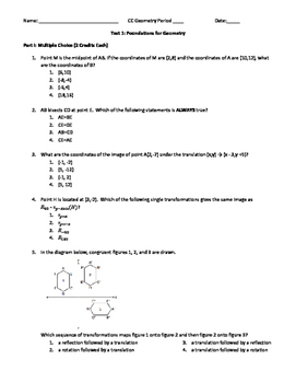 Preview of Unit 1 Test: Foundations for Geometry with Answers Editable Word Document