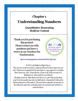 Preview of Unit 1 Understanding Numbers (High-school Quantitative Reasoning)