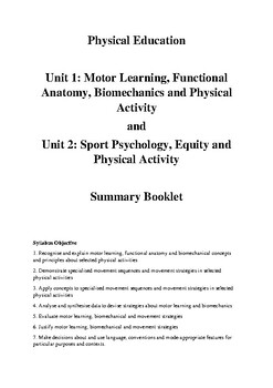 Preview of Unit 1 & Unit 2 Physical Education Summary Booklet