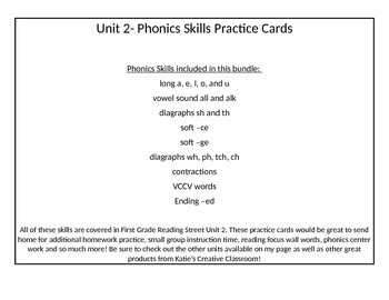 Preview of Unit 2 (Reading Street) Phonics Practice Cards