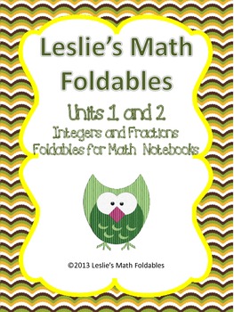 Preview of Unit 1 and 2 Integers and Fractions Foldables for Interactive Notebooks