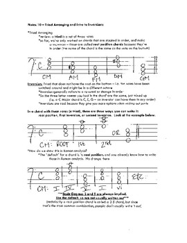 Preview of Unit 10 Notes - Chord Inversions