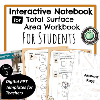 Preview of Unit 10 Part 3 Total Surface Area Workbook | Slides | Editable