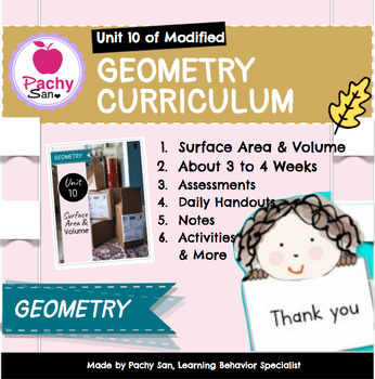 Preview of Unit 10 Surface Area and Volume (Modified Geometry Curriculum) PDF & Links