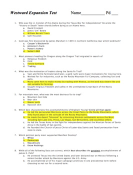 Unit 10 Westward Expansion Test And Answer Key Founding Fathers Usa