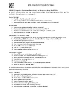 Preview of Unit 12.2 - Modern Movements Guided Reading Questions SSWH21