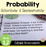 Probability Unit Activities and Assessments (Algebra 2 - Unit 12)