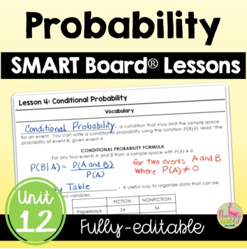 Preview of Probability SMART Board® Lessons (Algebra 2 - Unit 12)