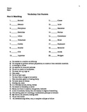 Unit 14 Vocabulary Test based on Sadlier Workbook Level D