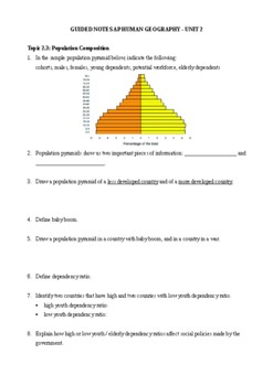 Unit 2 AP Human Geography Guided Notes Population Migration TPT   Original 8251011 2 