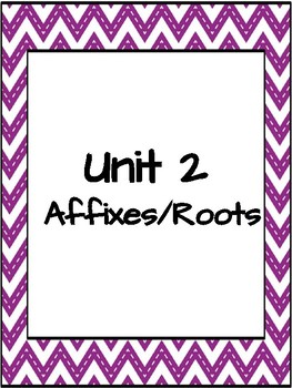 Preview of Vocabulary Unit 2 Affixes/Roots Word Wall