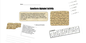 Preview of Unit 2: Cuneiform Alphabet Activity