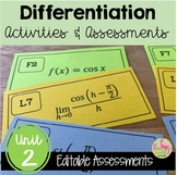 Calculus Differentiation Activities and Assessments  (Unit 2)