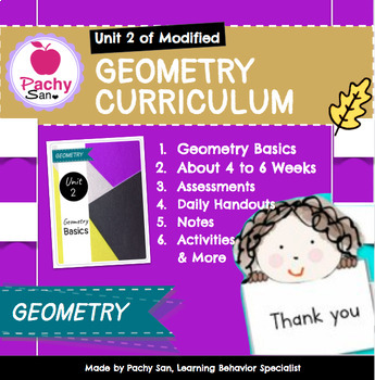 Preview of Unit 2 Geometry Basics (Modified Geometry Curriculum) PDF & Links