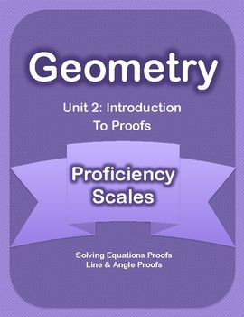 Preview of Unit 2 - Introduction to Proofs Proficiency Scales