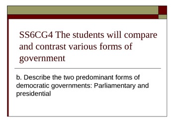 Preview of Unit 2: Lesson 9: Presidential Vs. Parlimentary Governments