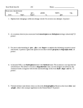 Preview of Unit 2 Morpheme Assessment form B by RADTeacher