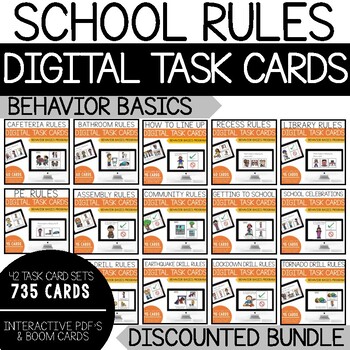 Preview of Unit 2: School Rules Bundle- Behavior Basics Digital Task Cards