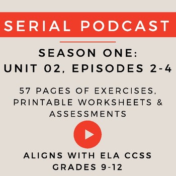 Preview of Unit 2: Serial Podcast Lesson Plans & Printable Worksheets, S.1, Episodes 2-4