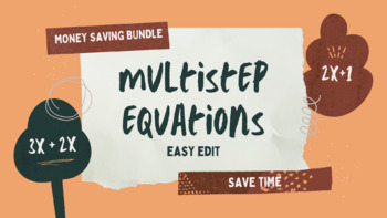 Preview of Unit 2: Solving Equations | Multi-Steps Equations | Money Saving Easy Edit
