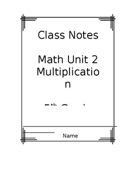 Preview of Unit 2 Student Workbook - Multiplication