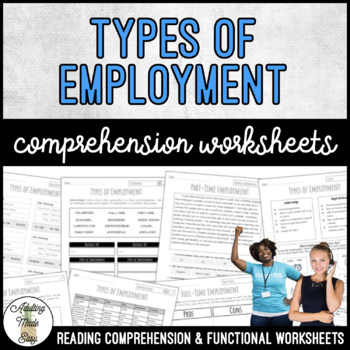 Preview of Unit 2 Types of Employment - Reading Comprehension & Functional Worksheets